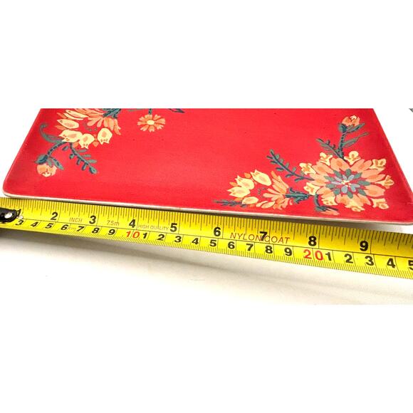 Threshold Melamine Tray Platter Red Floral Boho Gypsy Jewelry Trinkets 10" x 6" - Picture 5 of 6
